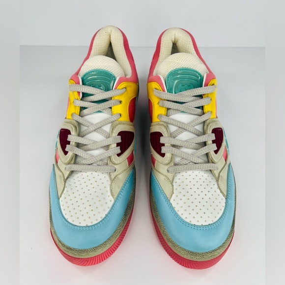 GUCCI Basket Low Top GG Demetra Vegan Distressed Basketball Sneakers EU 40.5 - Picture 11 of 12